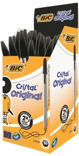 Pens, BIC Cristal Medium Ballpen, Black, 50's