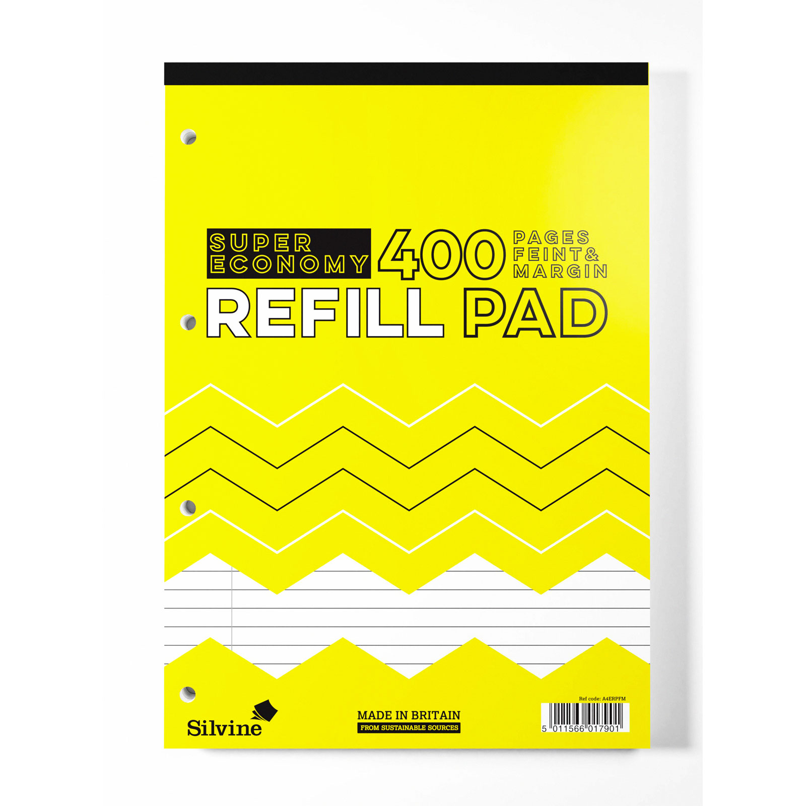 A4 Super Econ Refill Pad, 400 pages, Feint & Margin (Yellow cover)