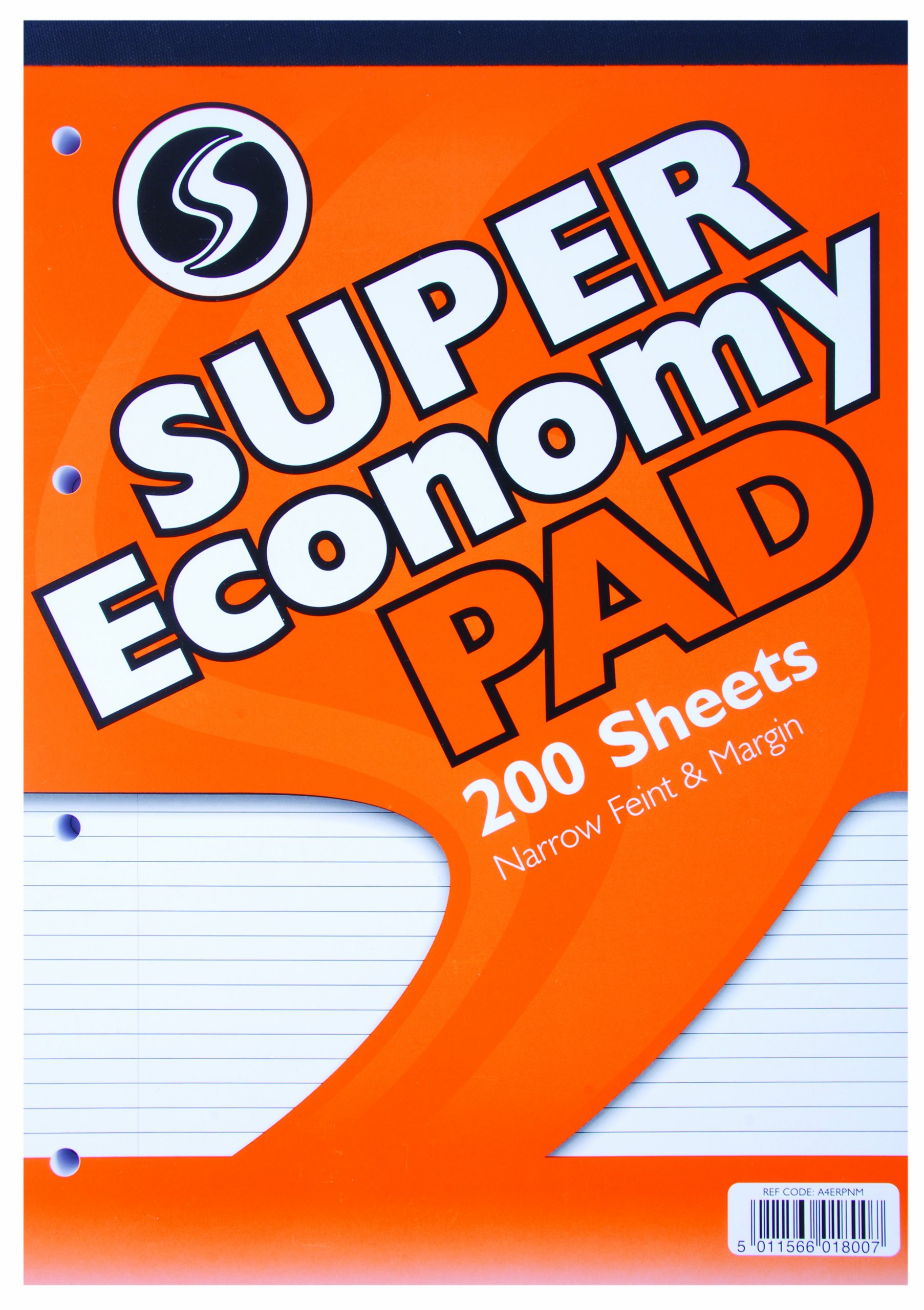 A4 Super Econ Refill Pad, 400 pages, N. Feint & Margin (Orange cover)