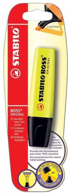STABILO  Boss Original Highlighter, Yellow, Hanging Card