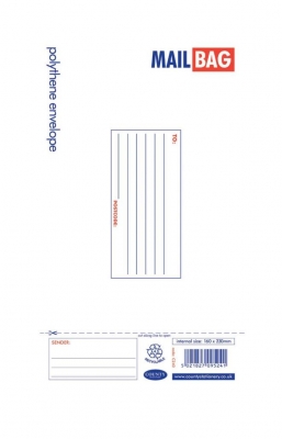 Mail Bag, County Polythene Small, 160 x 230mm, 25's
