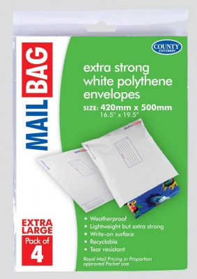 Mail Bag, County Polythene Jumbo 5's, 500 x 650mm, Pack 10