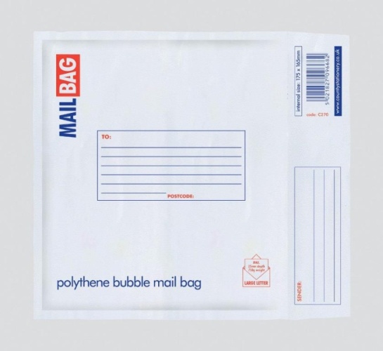 Envelopes, County Polythene Bubble-Lined, CD, 175 x 165mm, 10's