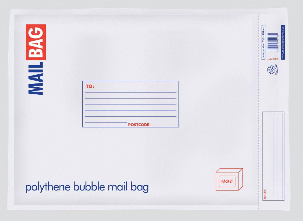 County Polythene Bubble Envelopes, Jumbo,  500 x 650mm