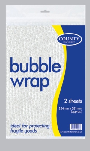 Bubble Wrap, Pack, 2 Sheets 254 x 381mm