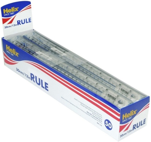 Ruler, 30cm, Helix, Shatter Resistant, 50's