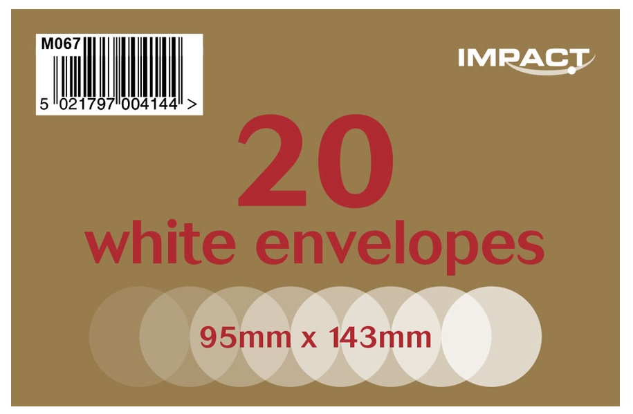 Impact Duke Envelopes, White, 20's