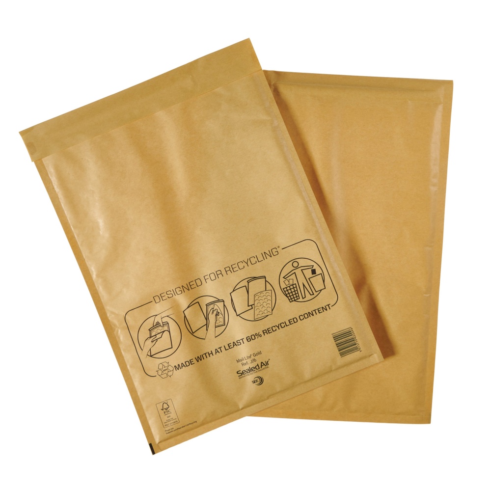 Bubble-Lined Gold Padded Envelopes J - 300 x 440mm 50s
