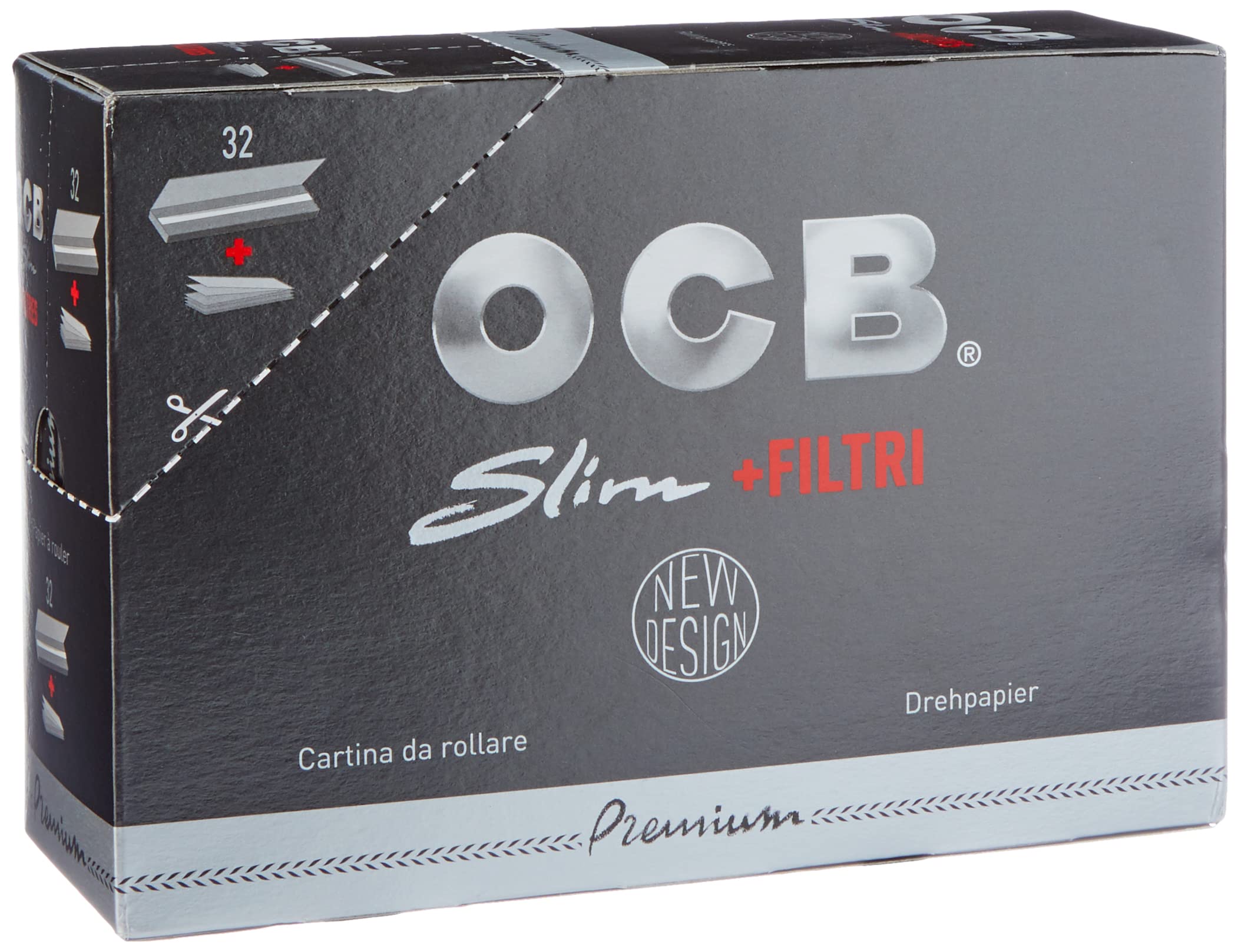 OCB Premium Slim Rolling Papers + Filters x 32