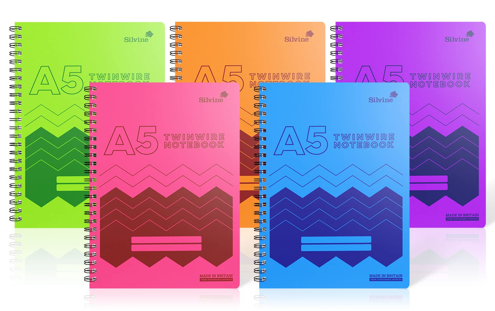 A5 Frosted Polyprop Covered Twin Wire Notebook, 160 pages, 5 Asst Colours