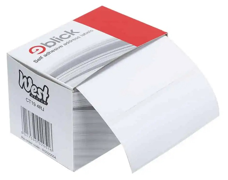 Blick 250 Self Adhesive Address Labels, White, 36x89mm