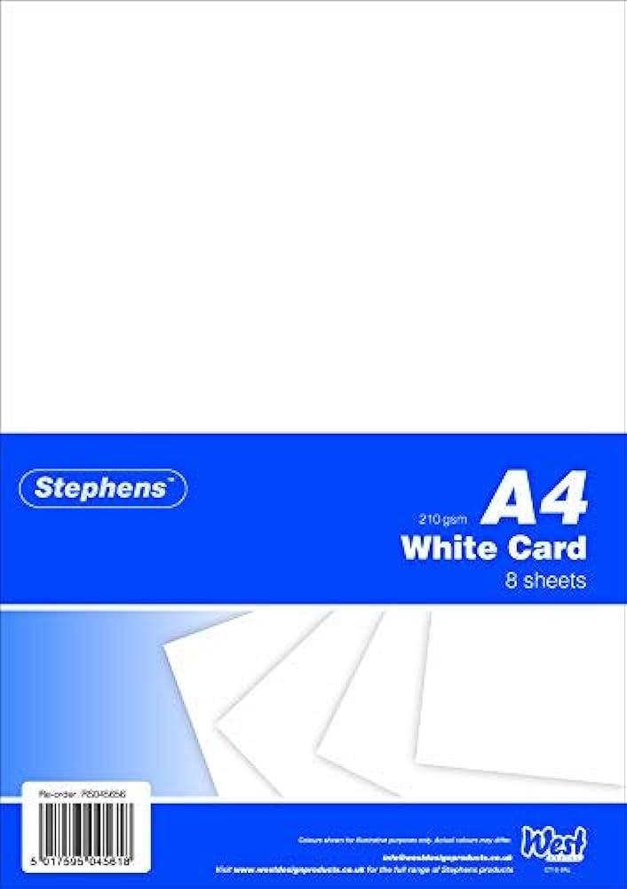 Stephens A4 White Card, 8 Sheets