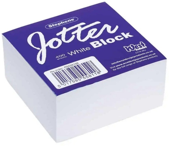 Stephens White Desk Jotter Block, 400 Sheets