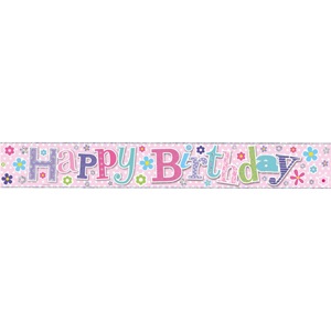 Holographic Party Banners, Happy Birthday