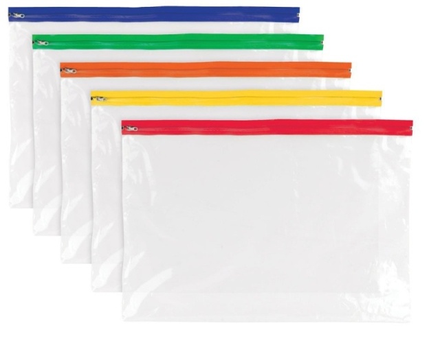 Zippy Bags, A3, 4 Assorted Zip Colours, 160 micron