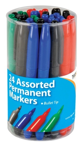Marker, Permanent, Bullet Tip, 2mm, Assorted, Tub