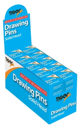 Drawing Pins, Solid Head, 50's