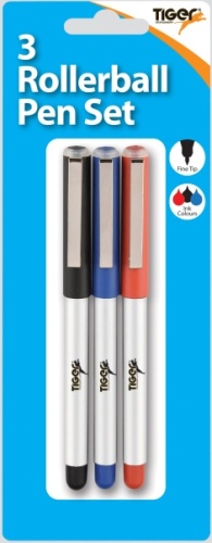 Pens, Rollerball, Assorted 3's, Carded