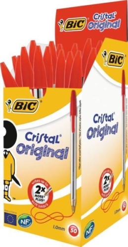 Pens, BIC Cristal Medium Ballpen, Red, 50's