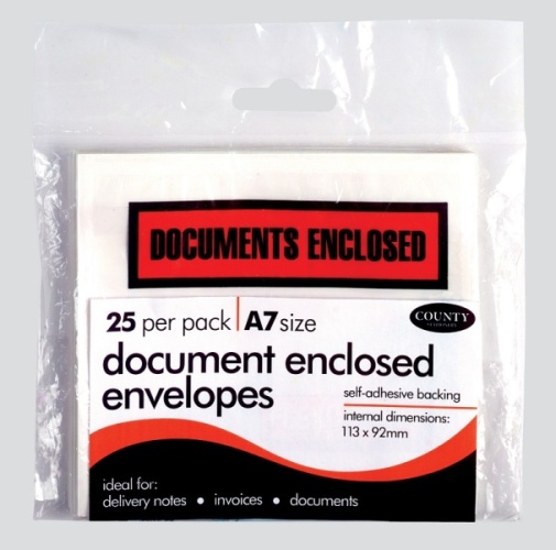 Envelopes, A7 Self Adhesive Document Enclosed 25's