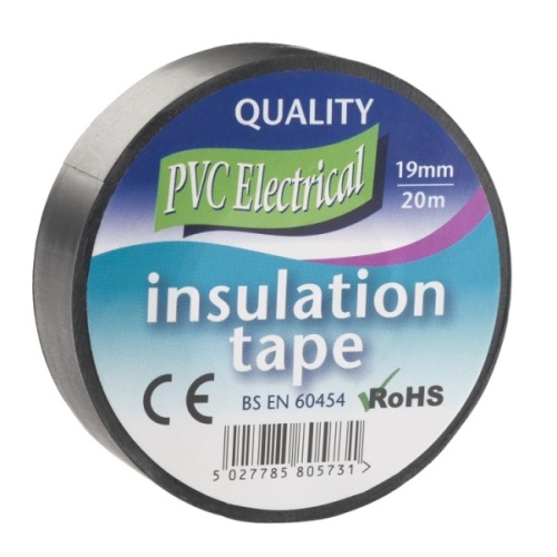 Tape, 19mm x 20m Black PVC Electrical Insulating Tape