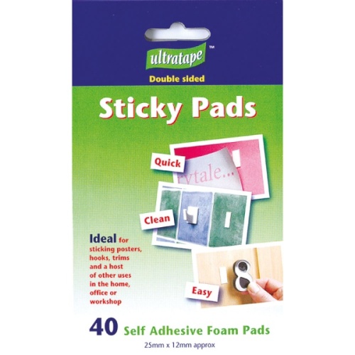 Sticky Pads, 25mm x 12mm, Double Sided, 40's